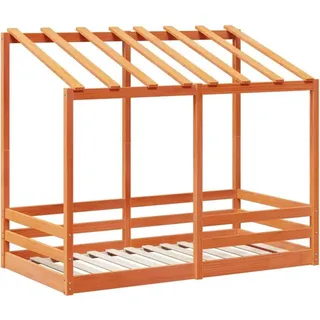 vidaXL Kinderbett mit Dach 70 x 140 cm Kiefer massiv braun