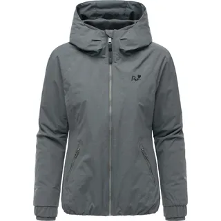 Winterjacke RAGWEAR "Winterjacke Dizzie Warm II", Damen, Gr. XS, grau (dunkelgrau), Obermaterial: 100% Polyester PES.  Obermaterial: Futter: 100% Polyester PES. 100% Polyester PES., figurumspielend hüftbedeckend, hoch geschlossener Ausschnitt, Ärmel ohne Ärmelschlitz Rippbündchen, Jacken Winterjacke, Wasserdichte Damen Jacke mit Kapuze