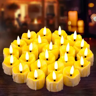 Yakpo 24 Stück LED-Teelichter mit Timer, LED-Teelicht mit Timerfunktion, kleines flammenloses flackerndes elektrisches Künstliche Timer Teelicht mit Batterie für Weihnachts- und Halloween-Dekorationen