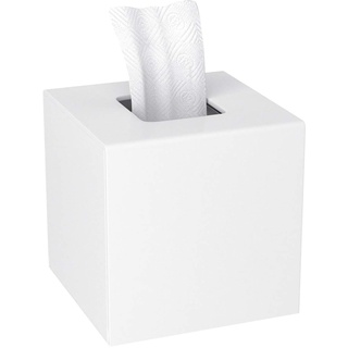 HIIMIEI Quadratisch Kosmetiktücherbox, 14 × 14 × 14cm Acryl Taschentuchbox | Tissue Box Mit Magnetabdeckung für Esszimmer Badezimmer Schlafzimmer Auto Büro - Weiß