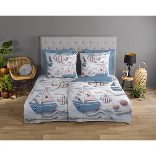 Good Morning Wendebettwäsche »Maritim« 2 Stk. tlg. Baumwolle, Renforcé, 135x200, Reißverschluss, Wendeoptik, Maritim Blau