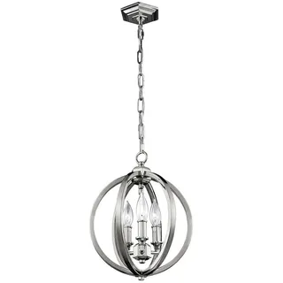 Elstead Lighting Hängeleuchte , Nickelfarben , Metall , Kugel , 50.8 cm , Grüner Punkt, RoHS , Lampen & Leuchten, Leuchtenserien