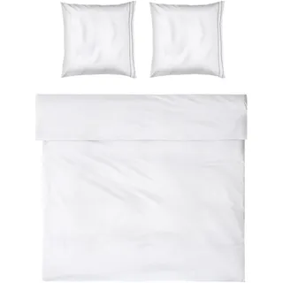 Möve Noblesse Bettwäsche-Set 200x200 cm + 2 * 80x80 cm aus 100% Baumwolle, White/Grey