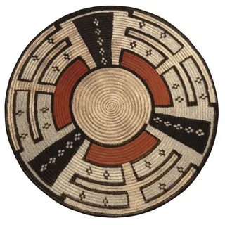 Gino Falcone "Outdoor-Africa 44" Gr. 9, beige, H:5mm Ø:100cm, Kunstfaser, Teppiche, Teppich, Flachgewebe, In- und Outdoor geeignet, Wohnzimmer