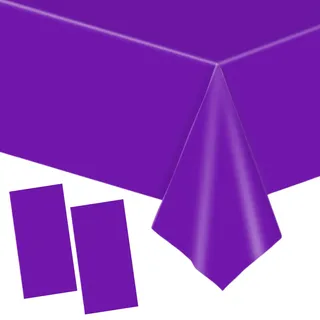 2 Stück Einweg Tischdecke Violette Papiertischdeck Roll Kunststoff Party Tischdecken,137*274cm Papiertischdecken Rolle Wasserdichte Tischtuch für Bienen Party,Kindergeburtstag,Thanksgiving,Halloween