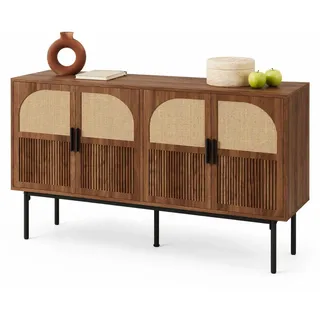 Stilvora Sideboard in Naturfarben Kommode mit Stauraum und Metallbeinen für Wohnzimmer und Esszimmer, B140/T40/H80cm , 2 Fächer , Rechteckig , rund , 140x80x40 cm , Kleinmöbel, Kommoden, Sideboards