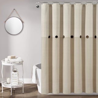 Lush Decor Duschvorhang, Leinen, gewebt, Baumwolle, gestreift, 183 x 183 cm, Beige