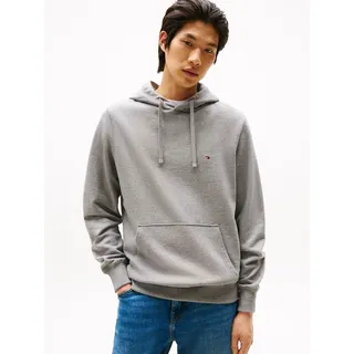 Hoodie TOMMY HILFIGER "ESSENTIAL TERRY", Herren, Gr. 3XL, medium grau heather, Sweatware, Obermaterial: 100% Baumwolle, regular fit, Sweatshirts Hoodie, mit Tunnelzug und Flag-Stickerei