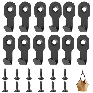 Dargkwn 10 Stück Mini Kleiderhaken Edelstahl Schwarz für Schlüsselbrett - Rostfreie Wandhaken Klein zum Schrauben - Stabiles Haken Set für DIY, Garderobe, Bad & Küche - Mattes Design