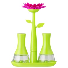 VIGAR Flower Power manueller Set Salz und Pfefferstreuer, ABS, Polypropylen, grün/magenta, 14 x 7 x 19 cm