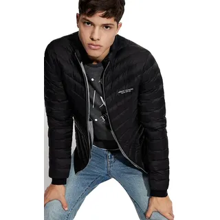 Armani Exchange Men's Quilted Down Milano/New York Logo Zip-up Jacket,Grey, Medium