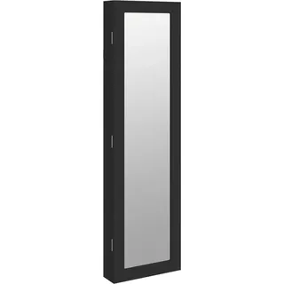 vidaXL Schmuckschrank mit Spiegel Wandmontage Schwarz 30x8,5x106 cm - Schwarz