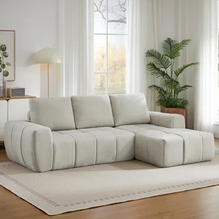 Komprimiertes Cord-Ecksofa in L-Form Modernes XXL-Modulsofa s Couch-Sofa ohne Montage für Wohnzimmer & Büro - Beige
