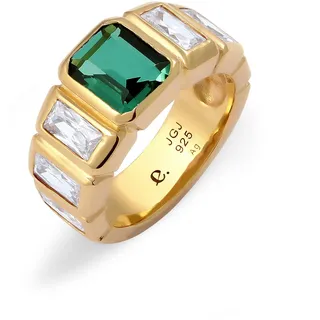 Silberring ELLI PREMIUM "Ring Rechteck Quarz Grün 925 Sterling Silber" Gr. 52, gold, Fingerringe, Damen, 52, Silber 925 (Sterlingsilber), Silberring