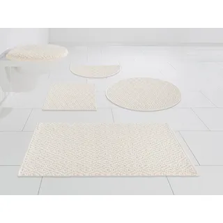 my home Badematte »Numan, Badvorleger, Badezimmer Teppich« Höhe 10 mm fußbodenheizungsgeeignet   strapazierfähig Rauten-Muster, Badteppich, auch als 3 teiliges Set erhältlich, beige