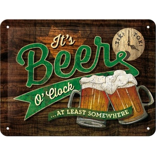Nostalgic-Art Blechschild 15x20 cm - Open Bar - It's Beer O' Clock