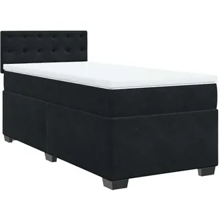 vidaXL Boxspringbett mit Matratze Schwarz 100x200 cm Samt - Schwarz