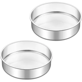 Homikit Backform, Edelstahl 18cm Rund Kuchenform Backformen 2er Set | Hochglanzpoliert Backform Kuchenblech, Gesund & Ungiftig, leicht zu reinigen und Spülmaschinenfest