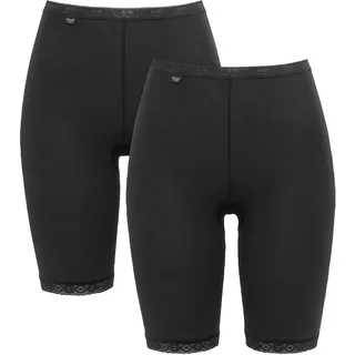 Lange Unterhose SLOGGI "Basic+", Damen, Gr. 52, schwarz, Obermaterial: 95% Baumwolle, 5% Elasthan, unifarben, figurbetont, Unterhosen Lange Unterhose, Spitzenbesatz, weiche Nähte, Baumwollmischung