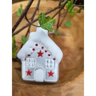 Christbaumkugel Haus Nellas, weiß mit Stern