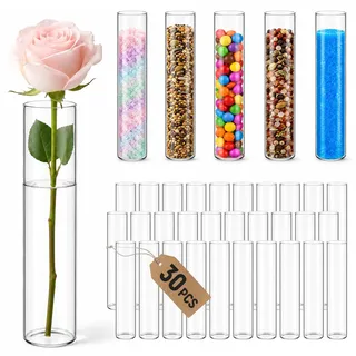 Forhandy 30 Stück Reagenzgläser, Reagenzglas Vase Borosilikatglas