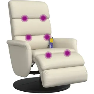 vidaXL Massagesessel mit Fußteil Creme Kunstleder - Creme