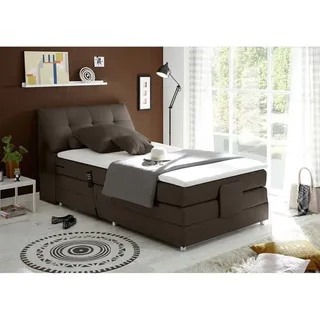 Boxspringbett 120x200 cm Hotelbett Einzelbett Jugendbett elektrisch verstellbar CONCORD3M-09 in Artemis 7 mokka - Braun