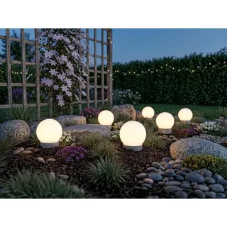 Solar Gartenleuchten 6er Erdspieß Gehweglampen Kugelleuchten für den Garten 10cm