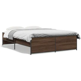 vidaXL Bettgestell Braun Eichen-Optik 120x200 cm Holzwerkstoff Metall - Braun