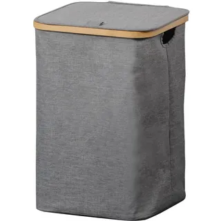 KESPER | Wäschesammler, Material: Polyester, Bambus, Maße: B: 33 x T: 33 x H: 50 cm, Farbe: Grau | 19599