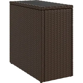 vidaXL Garten-Beistelltisch mit Glasplatte Braun 58x27,5x55 cm Rattan - Schwarz, Braun
