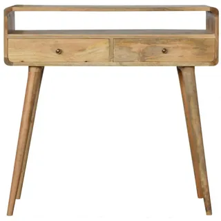 Artisan Furniture Konsole-Tisch in Eichen-Finish, 2 Schublades, 1 Offenes Fach, Beige , Braun , Metall , Echtholz,Mangoholz , Holz Optik , Rechteckig , 90x90x35 cm , FSC 100%, Handmade in India , Wohnzimmer, Wohnzimmertische, Konsolentische
