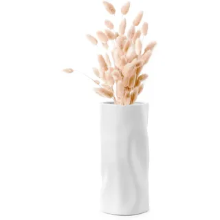 Navaris Deko Vase modern weiß - Wohnzimmer Blumenvase - Blumen Vase - asymmetrische Vase für Fensterbank Sideboard Kommode - Trockenblumen Pampasgras Home Decor