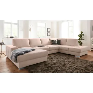 sit&more Wohnlandschaft »Santorini U-Form« mit Federkern und Sitztiefenverstellung, wahlweise mit Bettfunktion, beige,