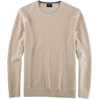 OLYMP Rundhalspullover »OLYMP Strick Casual« mit modischem Strukturmuster, beige