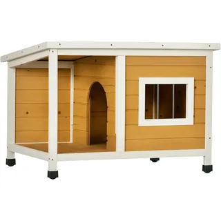 PawHut Hundehütte mit Terrasse 85,5 x 62 x 60 cm Holz Orange