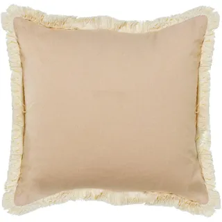 DRW Quadratisches Kissen aus Polyester, Baumwolle und Leinen mit Reißverschluss in Creme, 45 x 10 x 45 cm