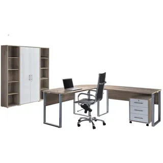 BMG Möbel Büro Office Edition Set 3 Sonoma Eiche/Weiß
