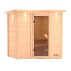 KARIBU Sauna »Riga 1«, für 3 Personen, ohne Ofen - beige