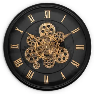 Wall-Art Wanduhr Zahnrad Ø 40 cm Schwarz-Gold