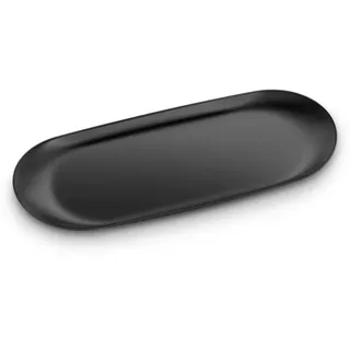 ecooe Edelstahl Deko Tablett Groß 23 x 9.5 cm Servierteller Dekoteller schwarz Ablageschale Metall für Dessert Kosmetik Schmuck Kerzen (1 Stück)