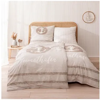 termana TRAUMHELDEN Anker Bettwäsche 135x200 · Partner-Bettwäsche · Heimathafen · Kissenbezug 80x80 + Bettbezug 135x200 cm - 100% Baumwolle · 4-teilig