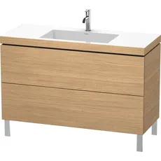 Duravit L-Cube Möbelwaschtisch c-bonded mit Unterbau bodenstehend, 120x48 cm, 2 Auszüge, ohne Überlauf, 1 Hahnloch, Farbe: Europäische Eiche Dekor