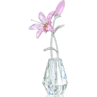 Kristall Calla Lilien mit Vase – rosa Blumen & Metallstiele Deko