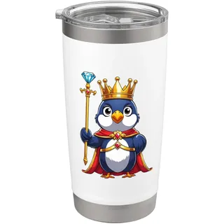 Königlicher Pinguin mit Krone Tiermotiv Doppelwandiger Edelstahl-Thermobecher