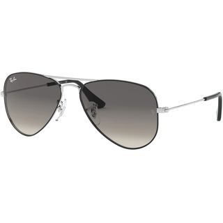 Ray-Ban Junior Aviator 0RJ9506S Sonnenbrille, Schwarz (Silver On Top Black), 50