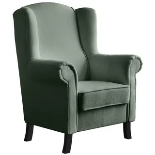 Beautysofa Ohrensessel Leonardo grün boucle-stoff , Grün , Textil , 88x118x86 cm , Wohnzimmer, Sessel, Ohrensessel