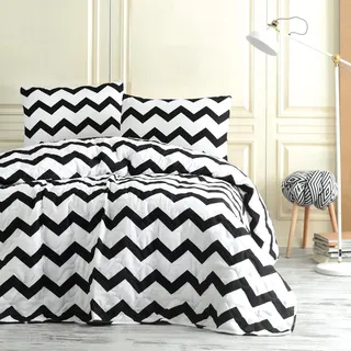WELL HOME MOBILIARIO & DECORACIÓN Steppdecke, 250 x 200 cm, Schwarz, Weiß