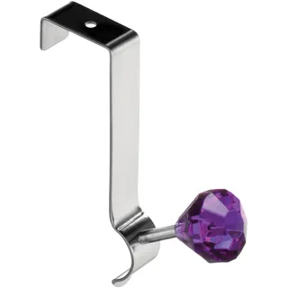 Premier Housewares Tür-Garderobe mit einem Haken mit violettem Glitzerstein verchromt