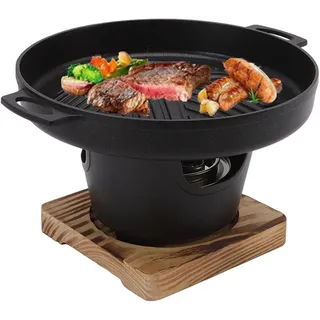 Mumusuki Camping Grill, Schwarz Mini Stilvoller Antihaft Grill Mobil, Tragbarer Kleiner Holzkohlegrill für Camping-Picknick Einweihungsgeschenke (23,5cm)